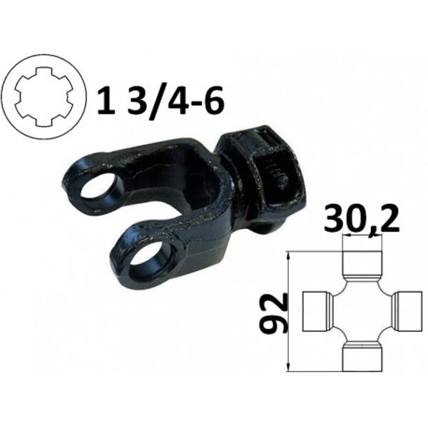 Widłak ciągnikowy 1 3/4-6, na krzyżak 30,2x92mm