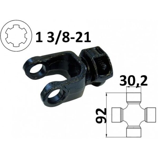 Widłak ciągnikowy 1 3/8-21, na krzyżak 30,2x92mm