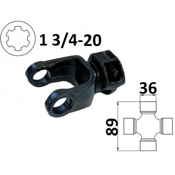 Widłak ciągnikowy 1 3/4-20, na krzyżak 36x89