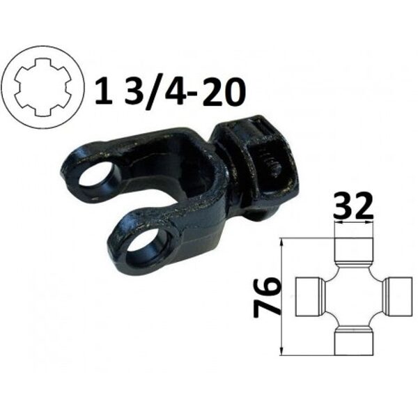 Widłak ciągnikowy 1 3/4-Z20, na krzyżak 32x76mm