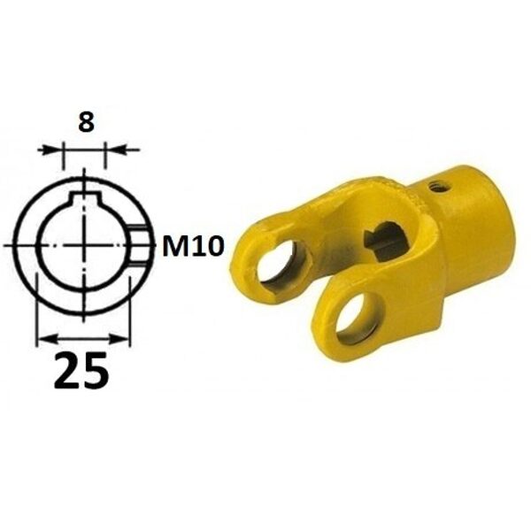 Widłak maszynowy z wpustem 8mm, otwór fi: 25